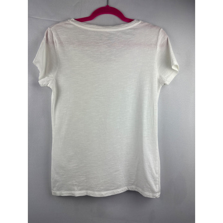 Faded Glory Womens Short Sleeve White T-Shirt S 4-6 100% Cotton