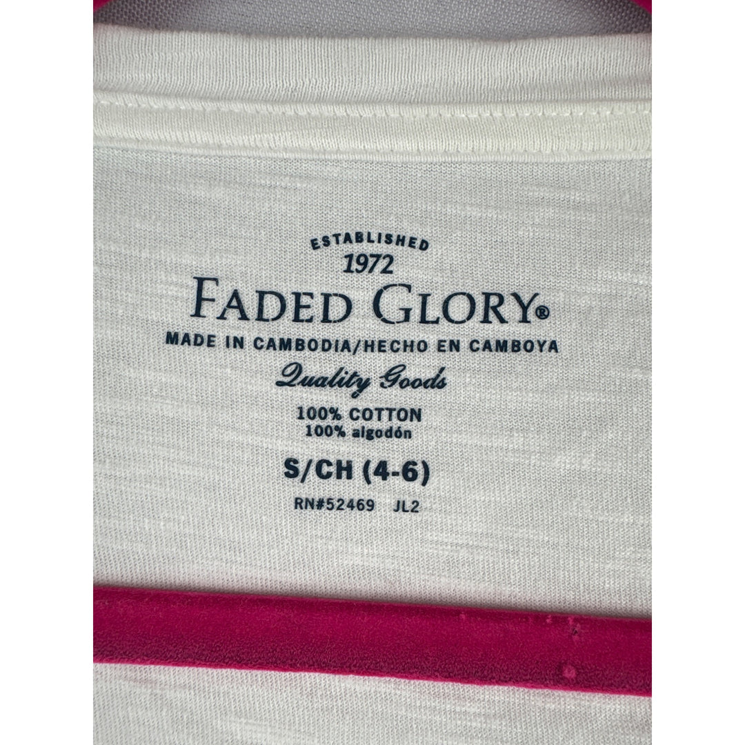 Faded Glory Womens Short Sleeve White T-Shirt S 4-6 100% Cotton