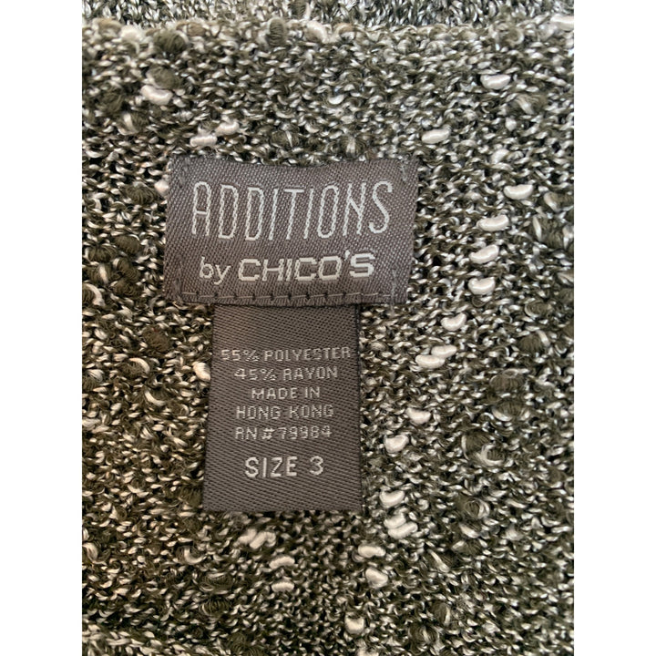 Additions By Chicos V-Neck Silver Sweater Size 3 Polyester & Rayon Blend Made