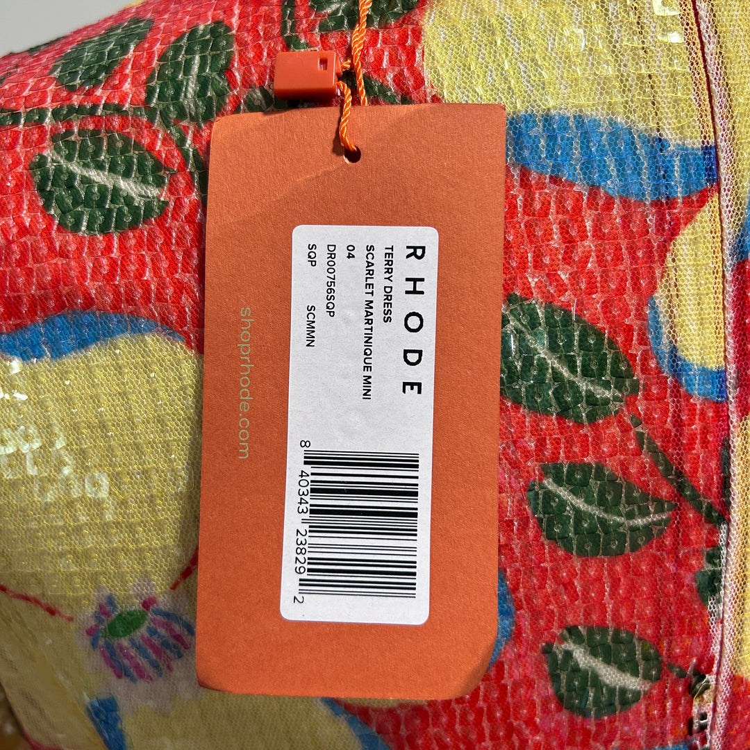 Rhode Size 4 NWT Terry Dress Scarlet Martinique Midi Vacation Boho Sequined