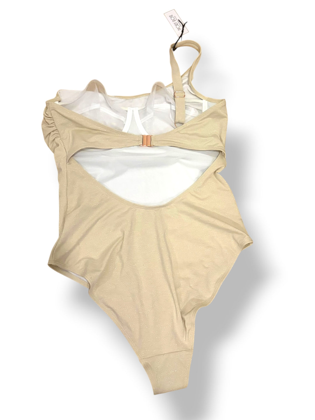 Ivory Rose Champagne Sparkle One Shoulder Swimsuit Large 36E Fuller Bust NWT