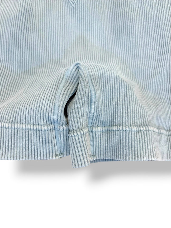 Light Blue Ribbed Sports Bra Biker Shorts Matching Workout Set L/XL
