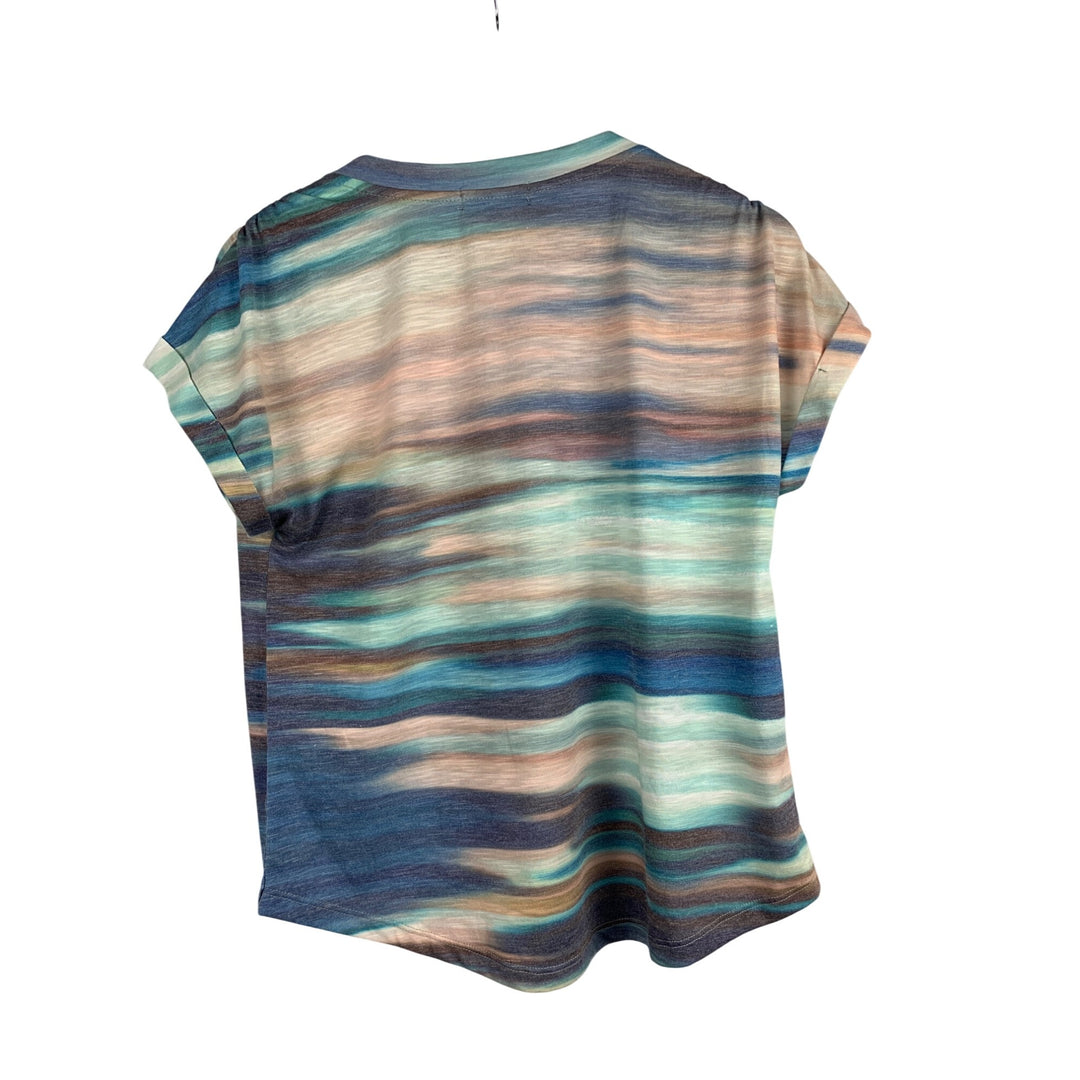 Democracy Womens S V-Neck Multicolor Short Sleeve Top