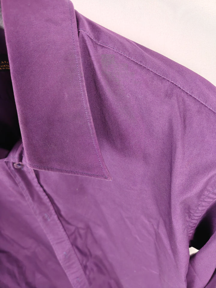 Men’s Zara Man Dress Shirt Purple XXL Long Sleeve