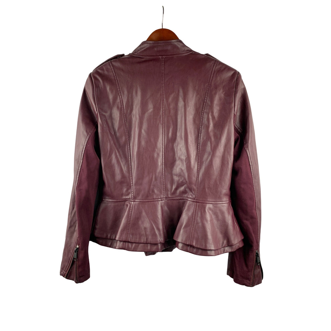 G.I.L. Womens Faux Leather Jacket Size M Burgundy