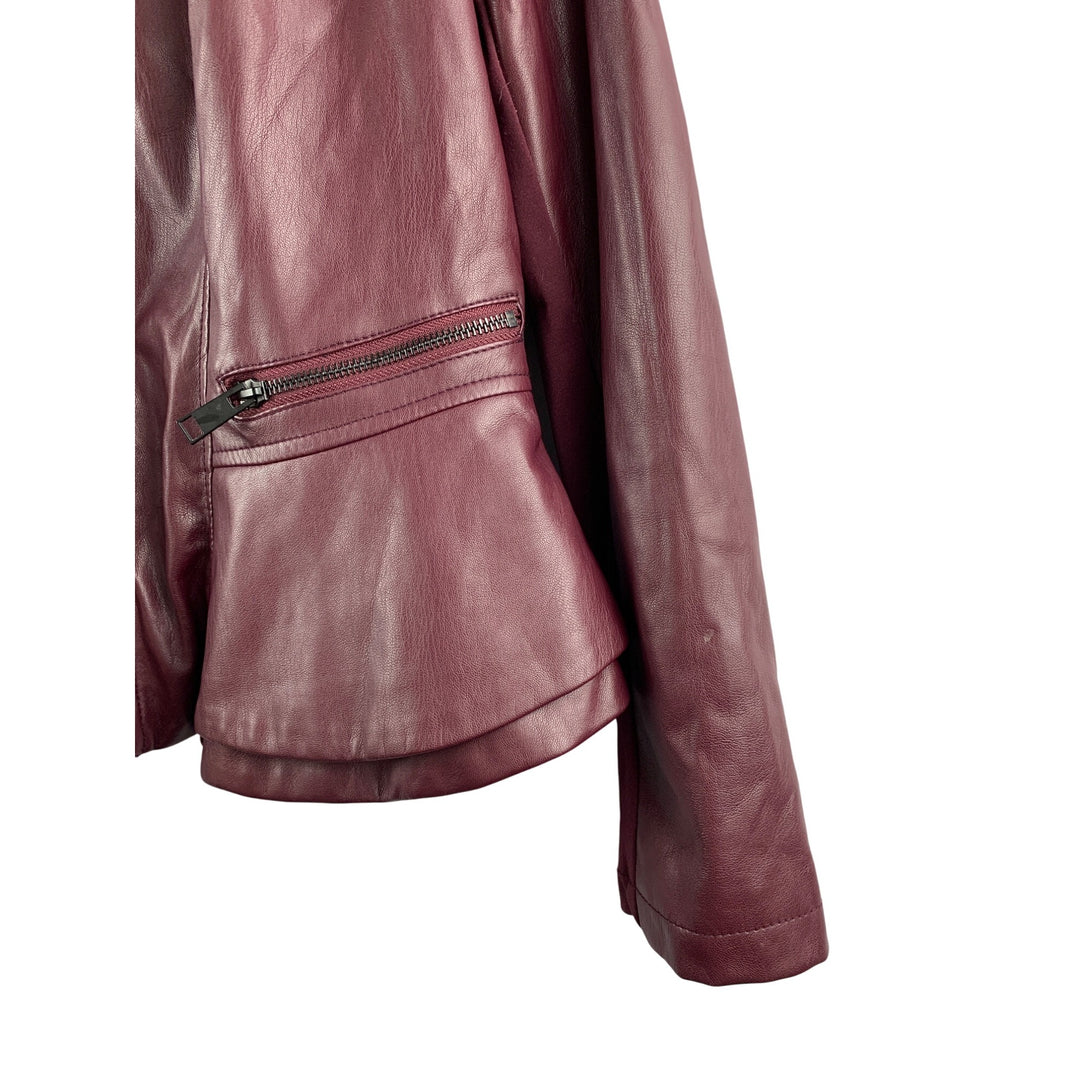 G.I.L. Womens Faux Leather Jacket Size M Burgundy