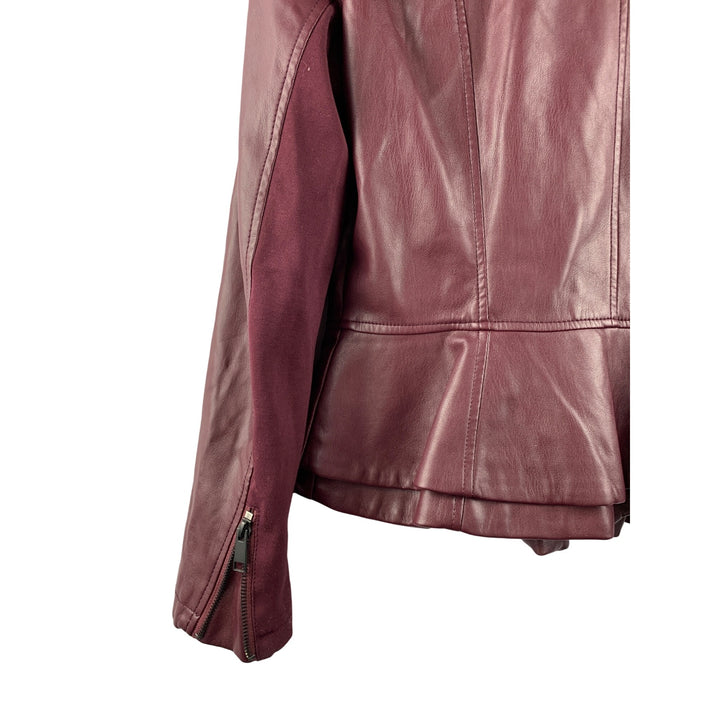 G.I.L. Womens Faux Leather Jacket Size M Burgundy