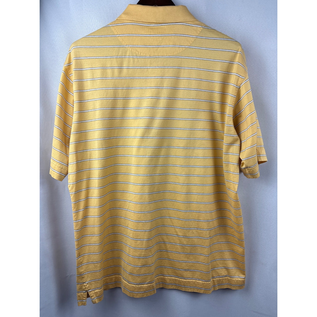 Men’s Vintage Cutter & Buck Large Yellow w/ B&W Striped Polo Shirt