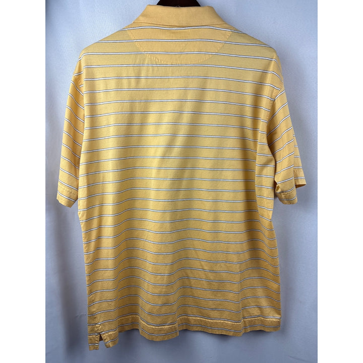 Men’s Vintage Cutter & Buck Large Yellow w/ B&W Striped Polo Shirt