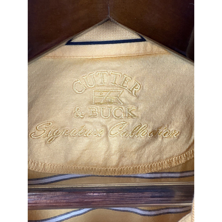 Men’s Vintage Cutter & Buck Large Yellow w/ B&W Striped Polo Shirt