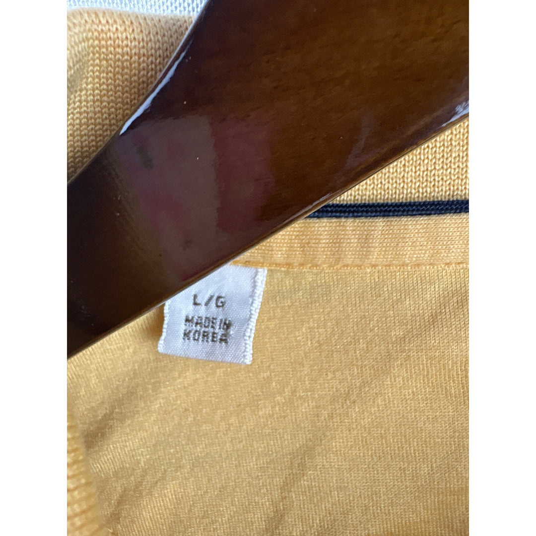 Men’s Vintage Cutter & Buck Large Yellow w/ B&W Striped Polo Shirt