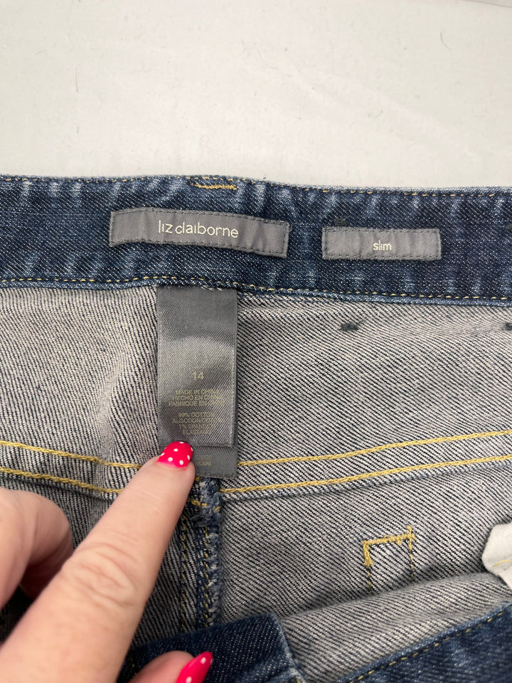 Liz Claiborne Women’s Slim Jeans Size 14 Embellished Stretch Denim Pants