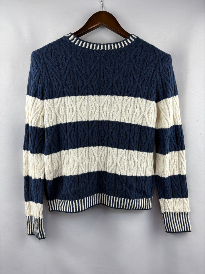Women’s St. John’s Bay Medium Cream & Navy Knit Sweater