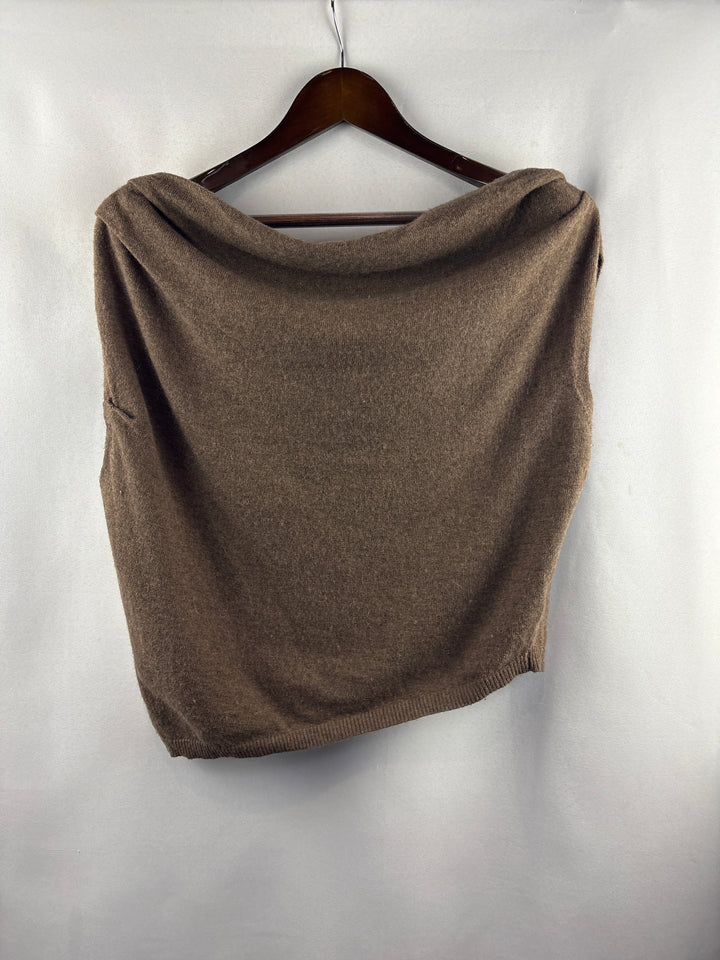 Women’s Astr The Label Large Brown Sleeveless Cowlneck Blouse