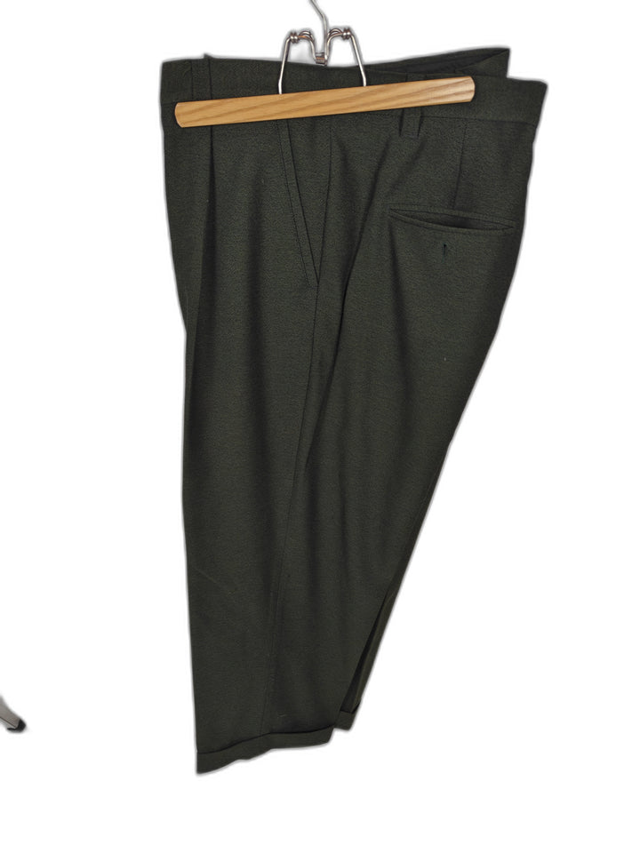 Silversilk Men's Olive Green Pleated Dress Pants Size 42x34 100% Rayon Cuffed Slacks