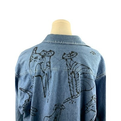 Women's Port Authority Blue Air Brushed Cats Cardigan , 100% Cotton - Size L
