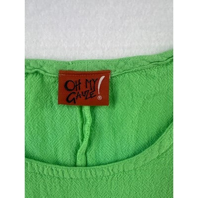 Oh My Gauze! Womens Green Cold Shoulder Top Size L