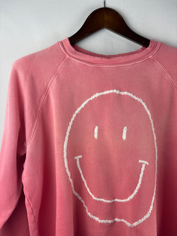 Women’s I.S.M.B.S Medium Pink Smiley Crop Sweatshirt