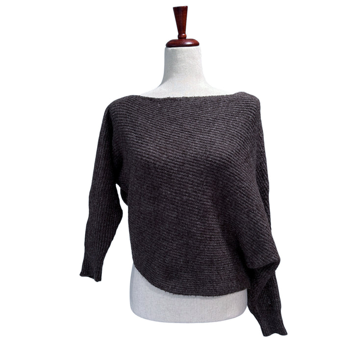Vince. Women's Small Asymmetric Sweater Boatneck Ribbed Dolman Boho Minimalist Quiet Luxury