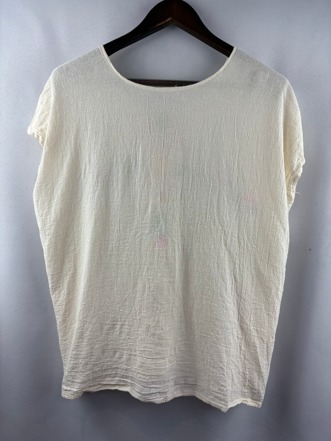 Women’s Handmade XL Cream Floral Embroidered Blouse