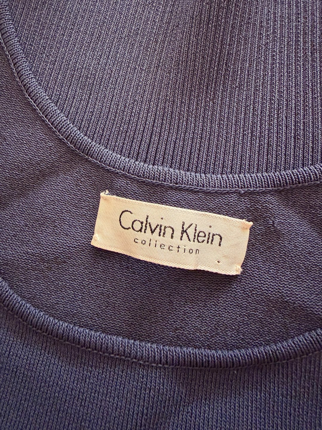 Calvin Klein Collection Navy Ribbed Sleeveless Knit Tank Top Made in Italy Minimalist