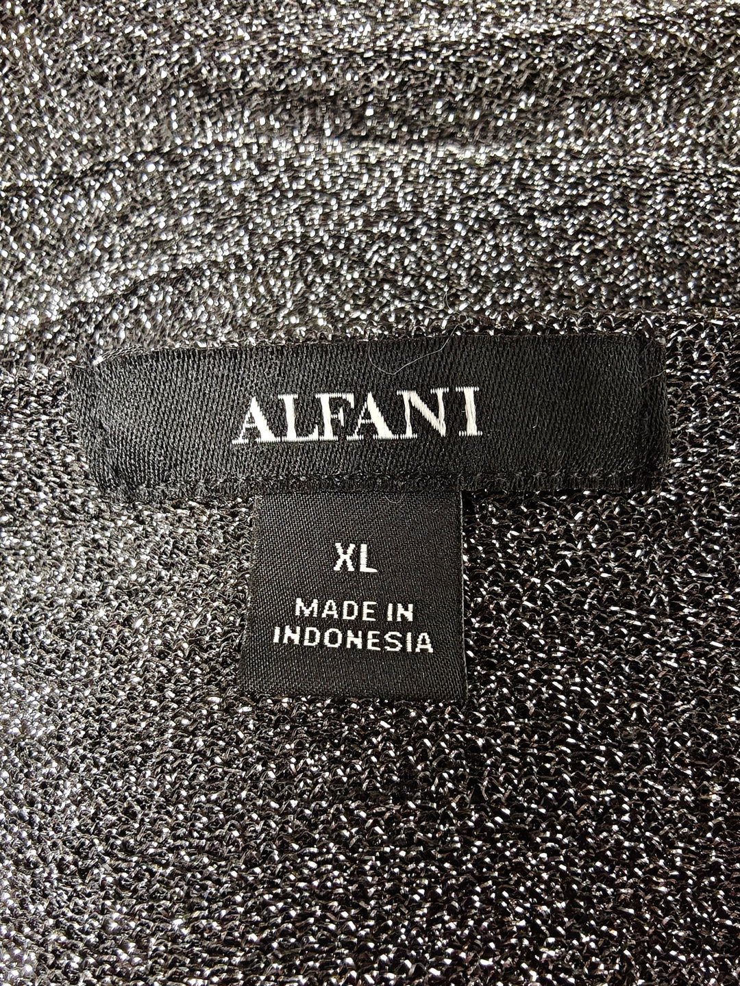 Women Alfani Metallic Asymmetrical Top Black Silver XL