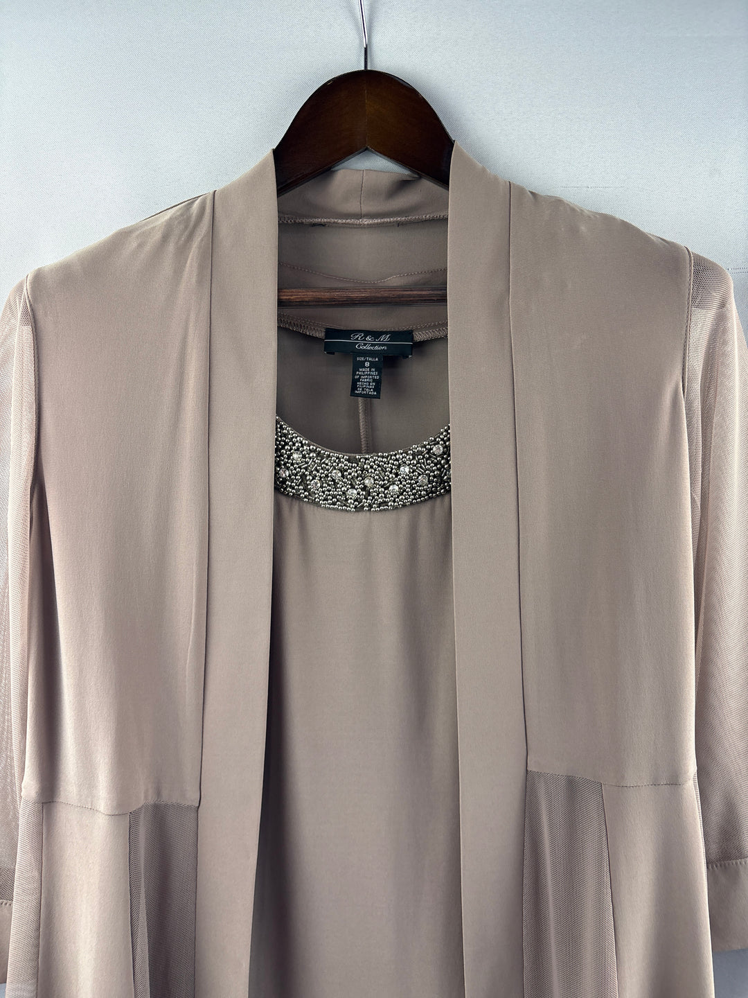 Women’s R & M Collection Size 8 Beige Midi Evening Dress
