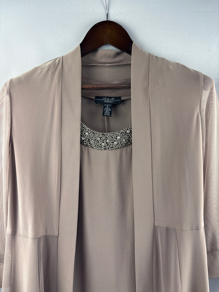Women’s R & M Collection Size 8 Beige Midi Evening Dress