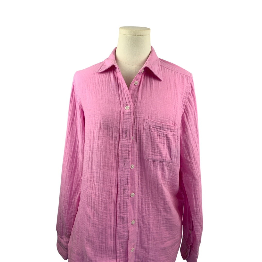 J. Crew Womens Pink Long-Sleeve Button-Down Shirt XS 100% Cotton