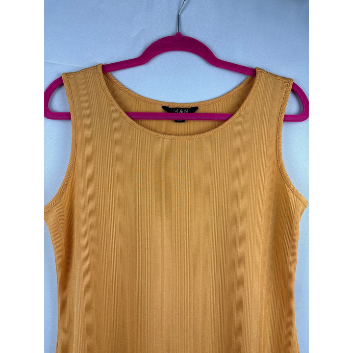 Iman Womens Mustard Sleeveless Ribbed Tank Top S