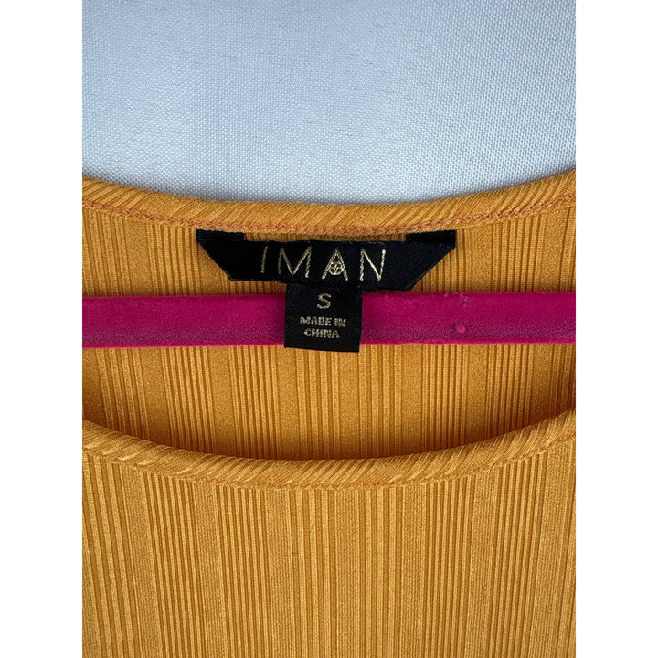 Iman Womens Mustard Sleeveless Ribbed Tank Top S