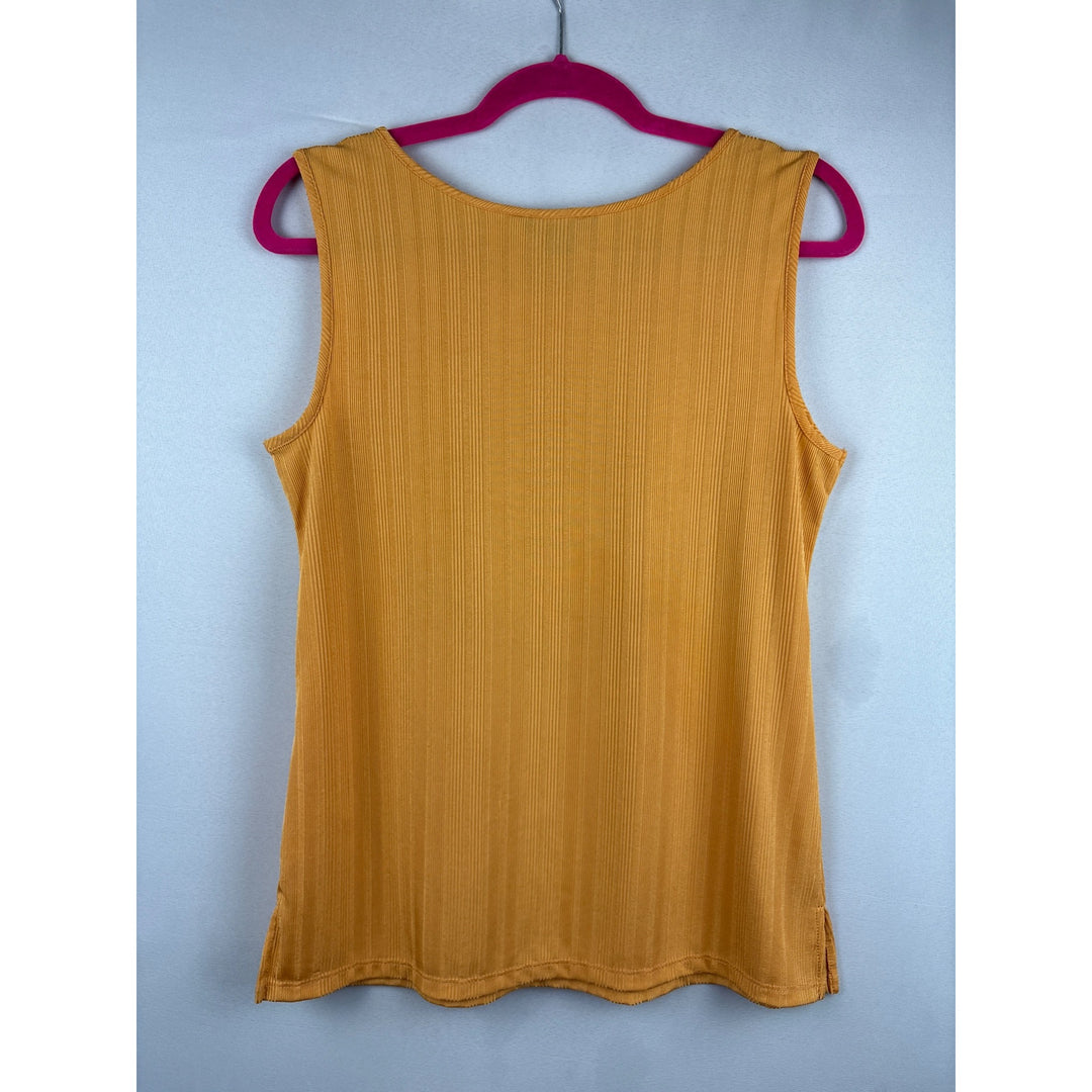 Iman Womens Mustard Sleeveless Ribbed Tank Top S