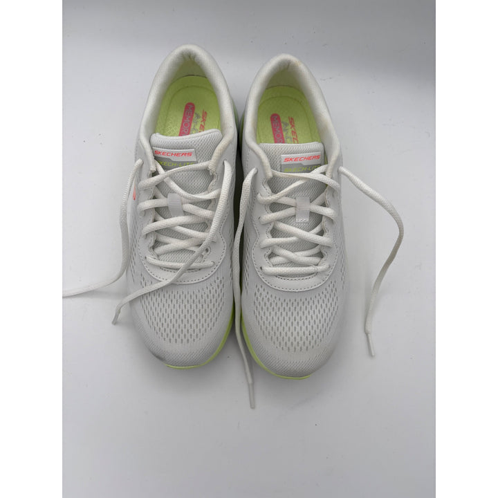 Skechers Womens Air-Cooled Memory Foam Athletic Shoes Size 7.5 White & Neon