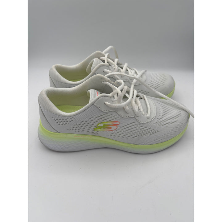 Skechers Womens Air-Cooled Memory Foam Athletic Shoes Size 7.5 White & Neon