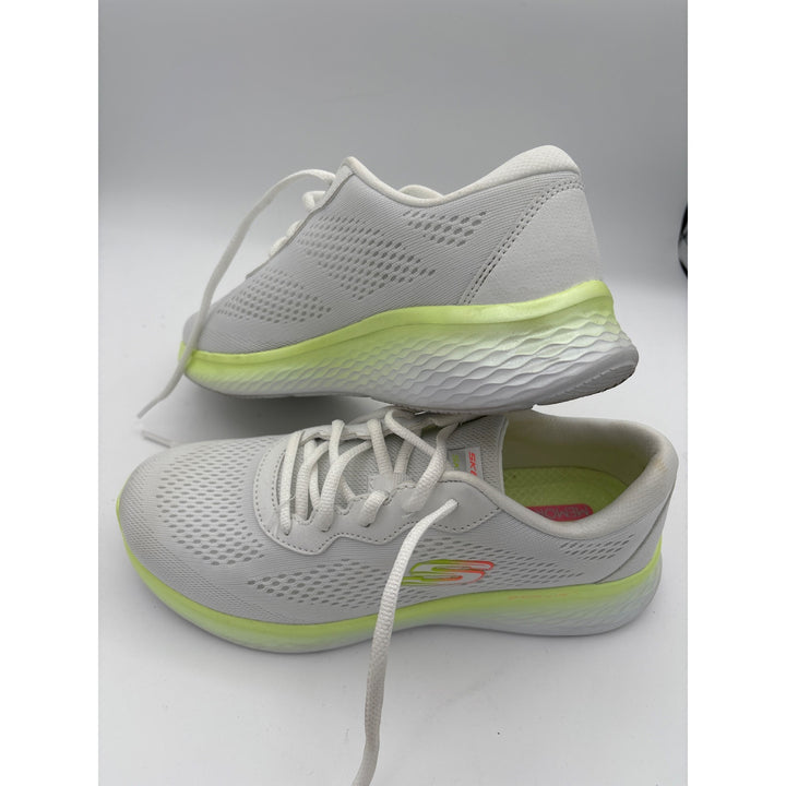 Skechers Womens Air-Cooled Memory Foam Athletic Shoes Size 7.5 White & Neon