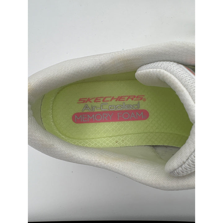Skechers Womens Air-Cooled Memory Foam Athletic Shoes Size 7.5 White & Neon