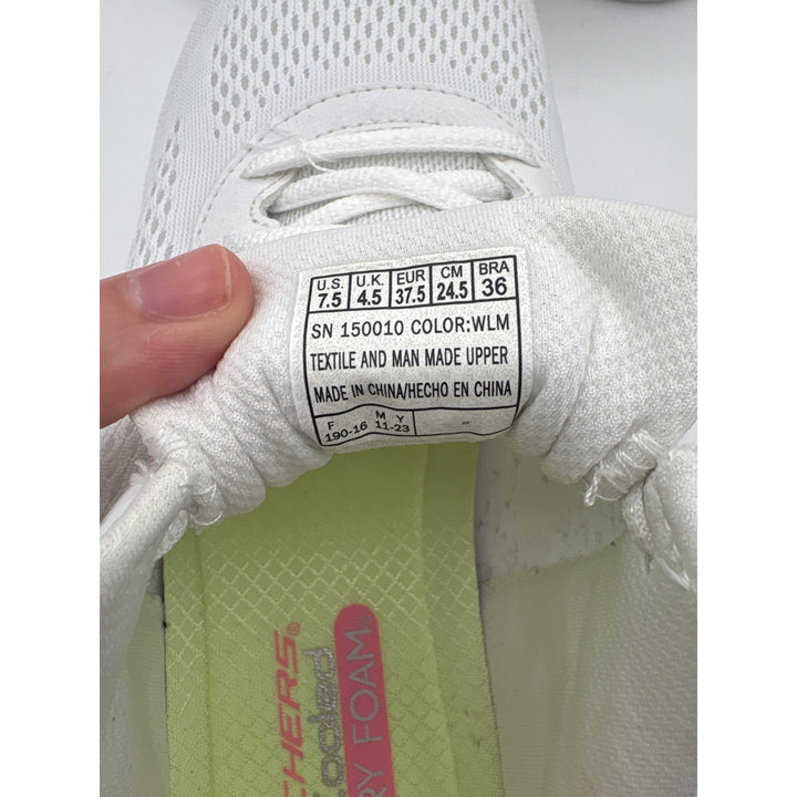 Skechers Womens Air-Cooled Memory Foam Athletic Shoes Size 7.5 White & Neon