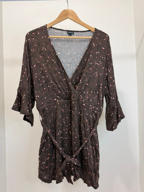 Torrid Faux Wrap Tunic Top Animal Print Pink Hearts Sz1/1X