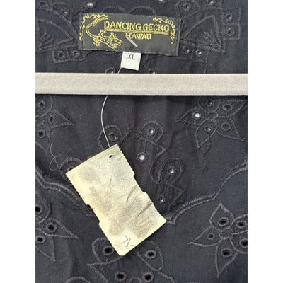 Women’s Dancing Gecko Black Embroidered Tank Top Sz XL