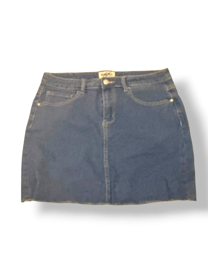Denim BLVD Dark Wash Stretch Denim Mini Skirt Frayed Hem Y2K Size Large