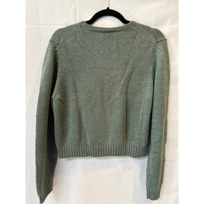 Limited America XL Sage Green Cotton/Polyester Knit Zip-Up Cardigan Sweater