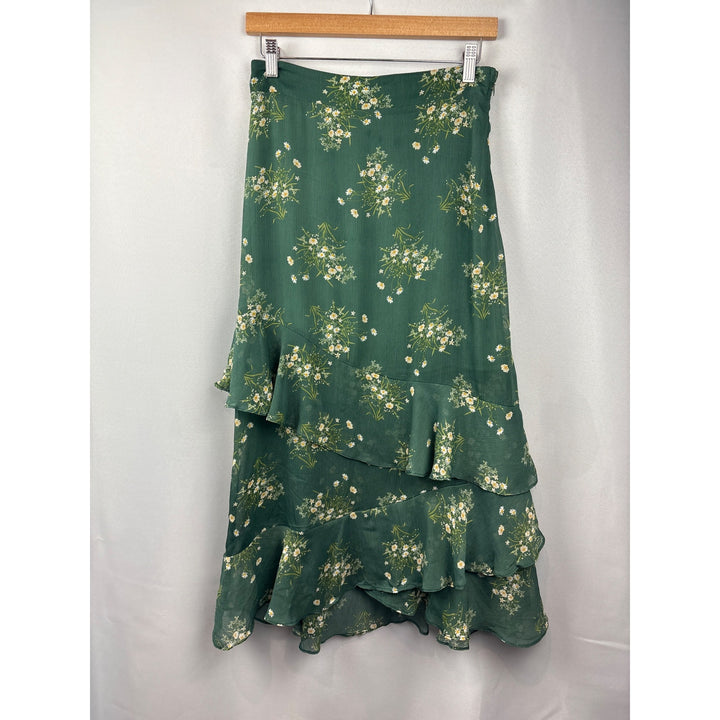 Women’s  Mi Ami Small Dark Green Maxi Skirt with Floral Design