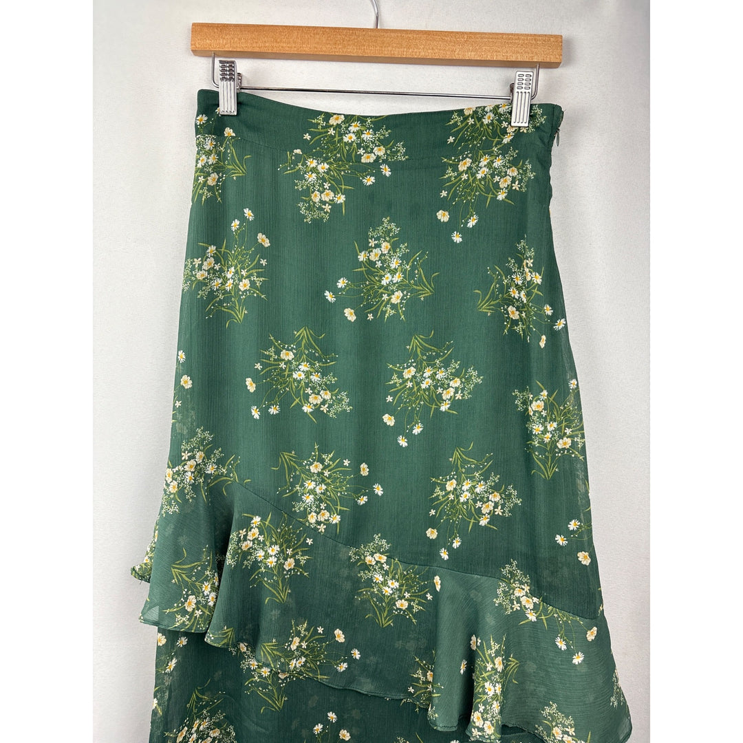 Women’s  Mi Ami Small Dark Green Maxi Skirt with Floral Design