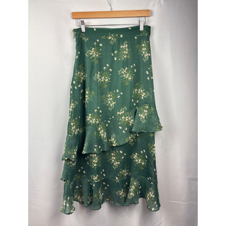 Women’s  Mi Ami Small Dark Green Maxi Skirt with Floral Design