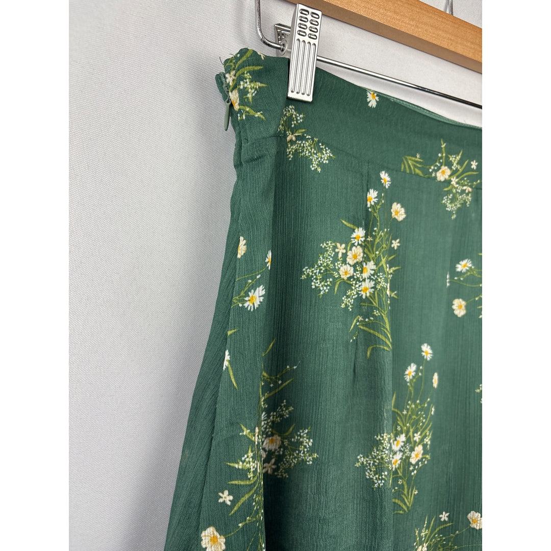 Women’s  Mi Ami Small Dark Green Maxi Skirt with Floral Design