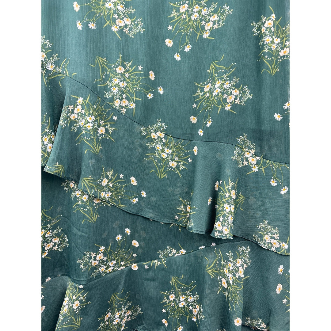 Women’s  Mi Ami Small Dark Green Maxi Skirt with Floral Design