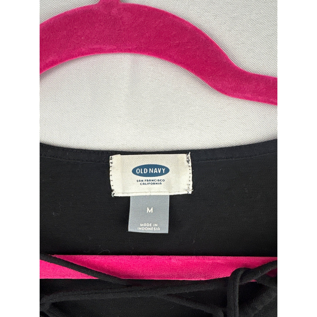 Old Navy Black Short Sleeve Top With Crisscross Detail - Medium