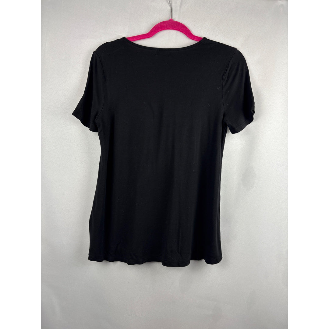 Old Navy Black Short Sleeve Top With Crisscross Detail - Medium