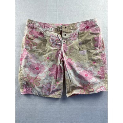 Women’s Old Navy Cotton Beige & Pink Flower Shorts Sz 0