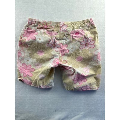 Women’s Old Navy Cotton Beige & Pink Flower Shorts Sz 0